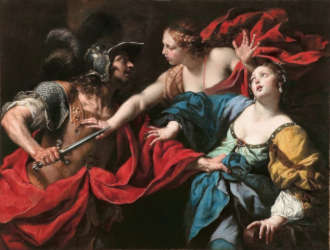 Aphrodite stops Aeneas