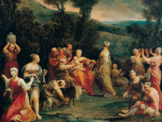 Nymphs nurturing Zeus
